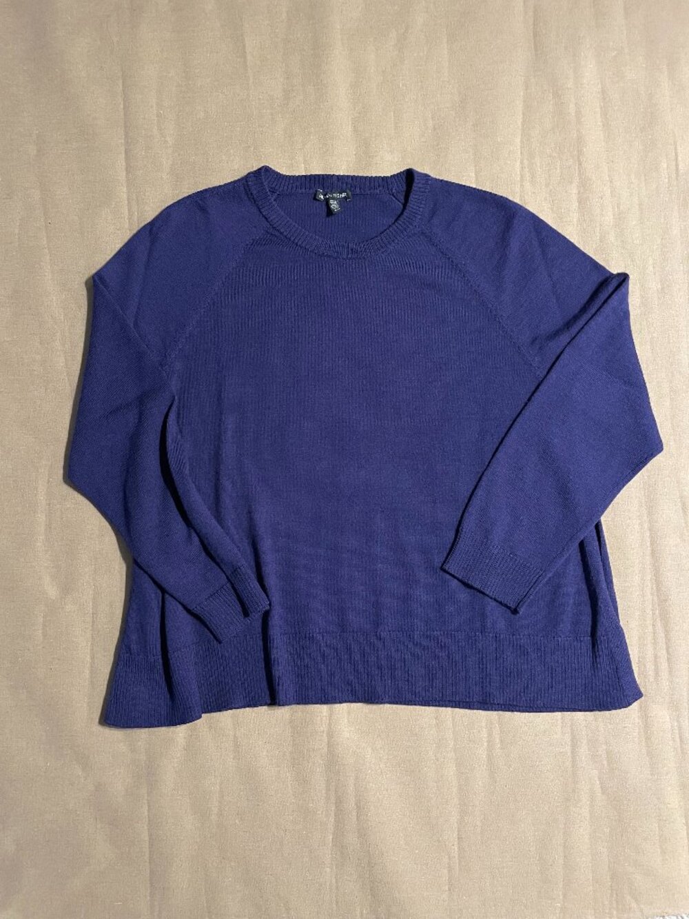Eileen Fisher Merino Wool Sweater Size M‎ Blue Tunic Lightweight Quiet Luxury